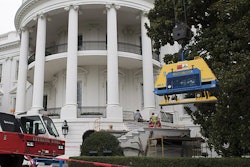 A Vacuworx MC 5 with custom pad assembly is shown in front of White House South Portico steps.