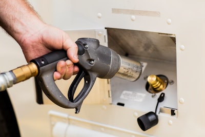 According to ROUSH CleanTech, the propane infrastructure is relatively easy and inexpensive, and should not be an inhibitor to expanded use. Shown is a propane refueling apparatus.