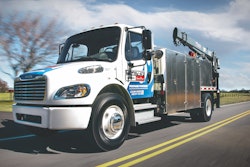 Propane can offer economic and environmental benefits in both on- and off-road applications. Shown is the Freightliner S2G, a 33,000-lb. GVW propane-powered truck.