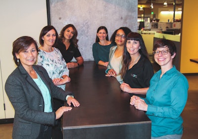 WiOPS Northern California Chapter Board Members (Left side, front to back: Ha Le Khac, Jennifer Lauritzen, Christina Greystone. Right side, front to back: Melissa Berg, Stacie McConnell, LaDrena Dansby, Marie Patterson. Absent: Kelly Coogan)