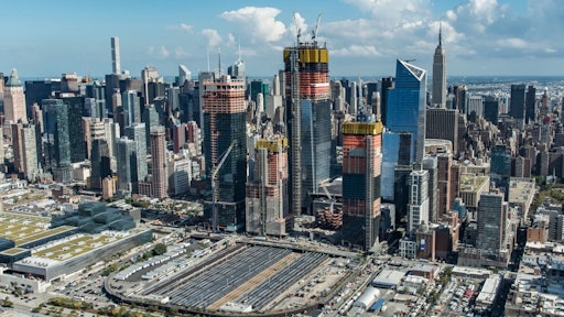 Construction progress at Hudson Yards in New York City as of October 2017.