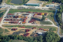 Outside storage for equipment such as crane-boom sections requires the use of treated lumber or other material to keep the equipment off the ground.