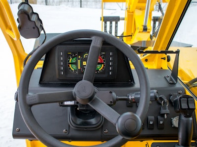New analog/LCD gauge cluster comes standard on Pettibone's T944X telehandler. A 7-in. digital display with integrated back-up camera is optional.