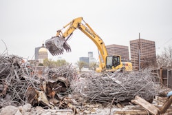 The demolition contractor recycled 8,800 tons of various metals, 59,650 tons of concrete and 4,600 square feet of marble resulting in 98.7% of all demolition debris being recycled.