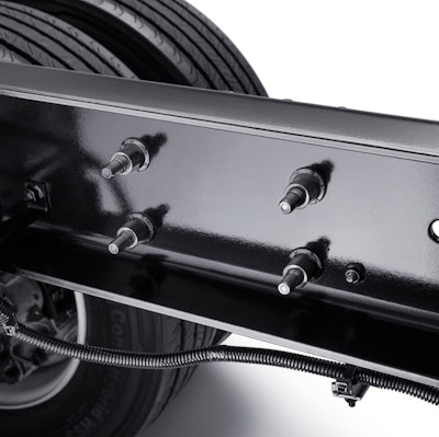 Huck bolts attach crossmembers to the frame (competitors use rivets on top of the rails), presenting upfitters with a cleaner frame rail.