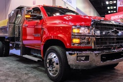 Chevrolet pulled off a surprise reveal of the 2019 Silverado 6500HD at NTEA The Work Truck Show, seen here with dump-body upfit. Industry had been expecting just the 4500HD and 5500HD.