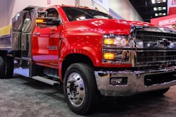 Chevrolet pulled off a surprise reveal of the 2019 Silverado 6500HD at NTEA The Work Truck Show, seen here with dump-body upfit. Industry had been expecting just the 4500HD and 5500HD.