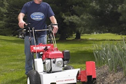 Work-saving edging tools are always in spring demand. Little Wonder BedShaper® cuts easy-to-remove stips of sod.