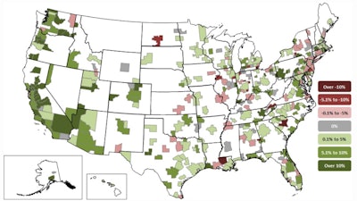 Riverside-San Bernardino-Ontario, Calif. added the most construction jobs during the past year.