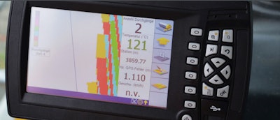 Data provided by Caterpillar’s intelligent compaction system demonstrates the quality of road sub-base, allowing the contractor to be sure the whole job is uniformly compacted.