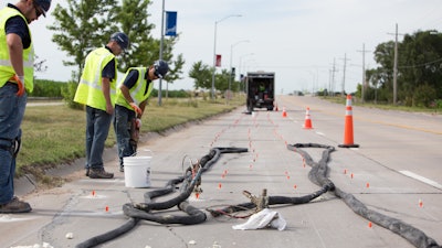 The Polylevel process involves drilling holes in the concrete and then injecting a lightweight polyurethane foam which will ift, level and stabilize the concrete.