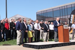CNH Industrial Vice President Scott Harris addresses the audience at an announcement of Wisconsin companies named to work on the Foxconn development.