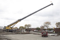 A Grove GMK5275 was used to lift a series of 9-ton precast segments to construct an underground water detention system in Rosemont, IL.