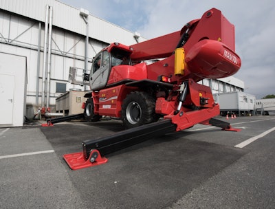 Manitou's MRT 2470 rotating telehandler won a prize at the INTERMAT Innovation Awards for its stabilization system.