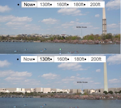 This example shows what the city could look like if the height limit was raised uniformly citywide to 130 ft.