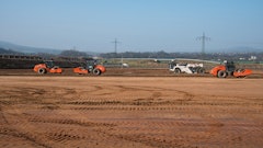 Soil compaction was completed by Hamm compactors with padfood drums. Compactors with smooth drums then saw to the final compaction.