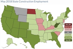 California and West Virginia have biggest annual job gains while New Jersey and North Dakota lag.