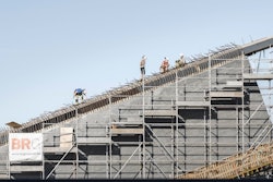 Construction of Europe's first underwater restaurant.