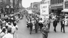 Striking textile workers Labor Day parade in Gastonia, NC, 1934.