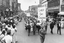 Striking textile workers Labor Day parade in Gastonia, NC, 1934.