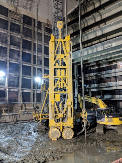 The BC 35 – a 41.3-ft.-high-by-9.2-ft.-long unit with four cutter wheels – was used to excavate the 36-in.-wide slurry wall trench.