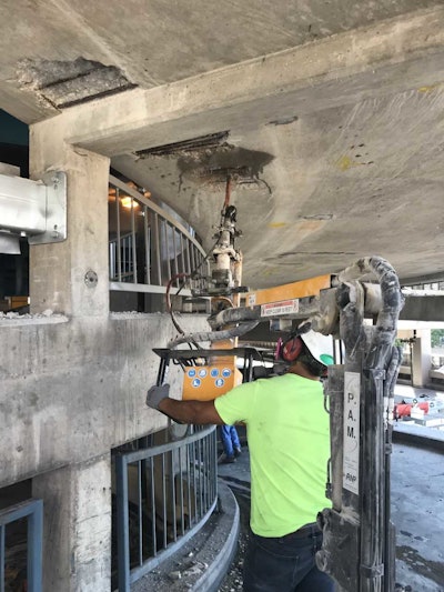 Western Worker Using Pam Machine On Springfield, Il Parking Garage Project