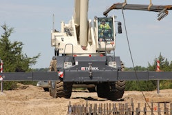 IEA Constructors, Inc. rented a Terex RT 100US crane to place rebar and steel cages in preparation for concrete pours at the Upstream Wind Energy Center in Nebraska.
