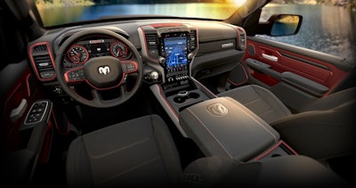 The Rebel 12 special edition features leather-trimmed interior with heated front seats and unique metal speaker grilles trimmed in the Rebel’s signature Radar Red anodized finish.