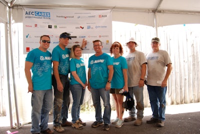 Left to right, MAPEI’s Steven Day (Operational Marketing Director), Mike Granatowski (Architectural & Commercial Projects Director), Jennifer Kramer (Communications & PR Manager), Sean Leich (Architectural Representative), Victoria Hearn, James Bissler (Sales Representative), and Scott Page (Business Development Leader) took part in AEC Cares ProjectHouston on October 5, 2018.