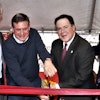 The ribbon cutting ceremony, from left to right: Rich DelGiacco (VP PERI USA), Alexander Schwoerer (Global Director PERI Group), Daniel J. Hayes, Jr. (Mayor Bridgewater, NJ), Carl Heathcote (Market Unit Director North America)