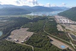 Aerial view of the site for LNG Canada's new $14 billion export facility in Kitimat, British Columbia, Canada.