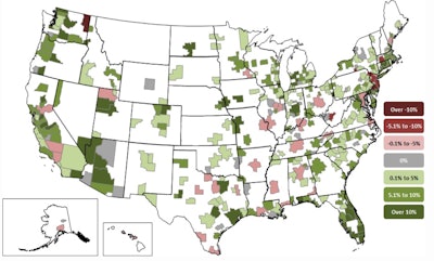 Houston-The Woodlands-Sugar Land, Texas and Naples-Immokalee-Marco Island, FL, have largest construction employment gains between September 2017 and 2018; Middlesex-Monmouth-Ocean, NJ and Spokane-Spokane Valley, WA, have worst losses.