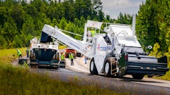 To help contractors put asphalt down faster, the use of Material Transfer Vehicles (MTVs) has been increasing as a way to use less trucks while reducing material and thermal segregation