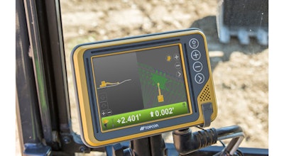 Topcon’s entry-level excavator system is the X-52. It offers several different 1D and 2D options depending upon the components utilized. The system components can be upgraded to 3D.