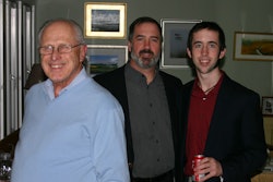 Retiring Dennis Barous, left, is shown with Essex Silver-Line's new president John Goddard and his son.