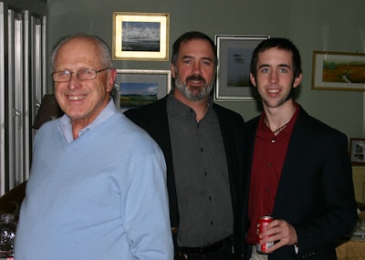 Retiring Dennis Barous, left, is shown with Essex Silver-Line's new president John Goddard and his son.