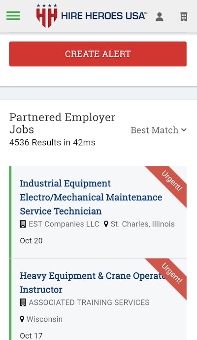 A job search for “equipment maintenance” at hireheroesusa.org returns thousands of results. Hire Heroes placed roughly 800 military veterans into maintenance and repair jobs over the past two years.