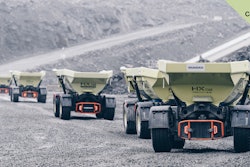 The fleet of HX2 autonomous, battery-electric load carriers.