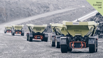 The fleet of HX2 autonomous, battery-electric load carriers.