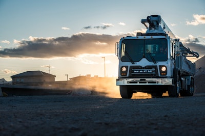 Mack Trucks’ leadership in the concrete industry will be highlighted by six truck models on display – including two Mack TerraPro concrete pumper models (above) – in Mack booth C5103 at World of Concrete 2019, Jan. 22-25 at the Las Vegas Convention Center.