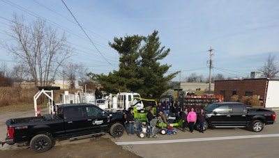 The Midwest Parking Lot Maintenance management team (from left) Vincent Sanchez, Eric Goodwin, Anthony Sgro, Chris Leidich, Randall Rains, Michael Byrd, Leigh Byrd, Camille Rains, and Tammy Wheeler.