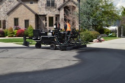 Before any drop of sealcoat makes contact with the surface, it’s imperative to prepare the asphalt; that means dry and clean. Clean off stuck mud with a wire bristle brush and use a high-powered blower to remove debris and water.