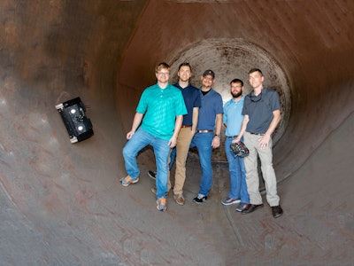 The Astec Silobot team, from left: Kris Robertson, Ben Shell, Chuck Simpson, Charlie Phillips and Alex Harrison. Not pictured are Albert Covington and Naaga Kodiboyana.