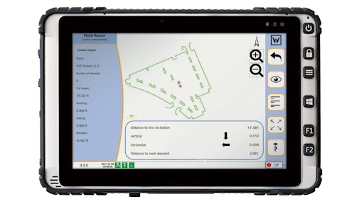 The map view on the tablet shows the entire jobsite with all objects. Each object can be checked directly with the Field Rover.