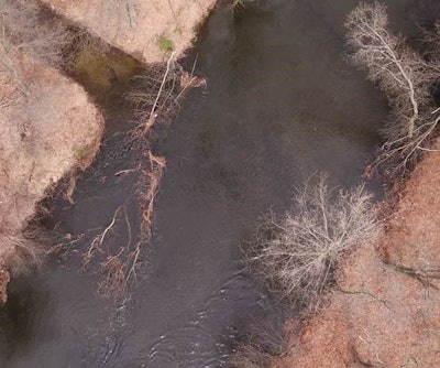 The drone imagery enables the Borough of Pompton Lakes to identify and prioritize potential flood hazards that need to be cleared. (Pequannock River)