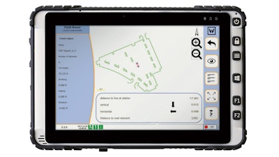 The map view on the tablet shows the entire jobsite with all objects. Each object can be checked directly with the Field Rover.
