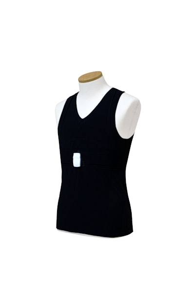 Mitsufuji hamon wearable shirt tracks IoT sensor data from worker's biometrics.