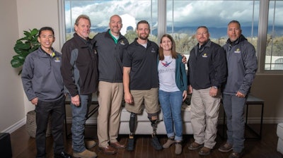 Sunbelt Rentals team members joined R.I.S.E. home recipient U.S. Army SFC Caleb Brewer and wife Ashley at their Feb. 6, 2019 GSF (Gary Sinese Foundation) home dedication in Tucson, AZ.