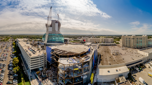 Superior Rigging and Erecting Co. assisted with the construction of the Hard Rock Hotel and Casino expansion using Liebherr LR 1300 SX crawler crane.