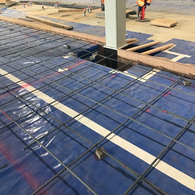 Single layer rebar mat chaired in place.